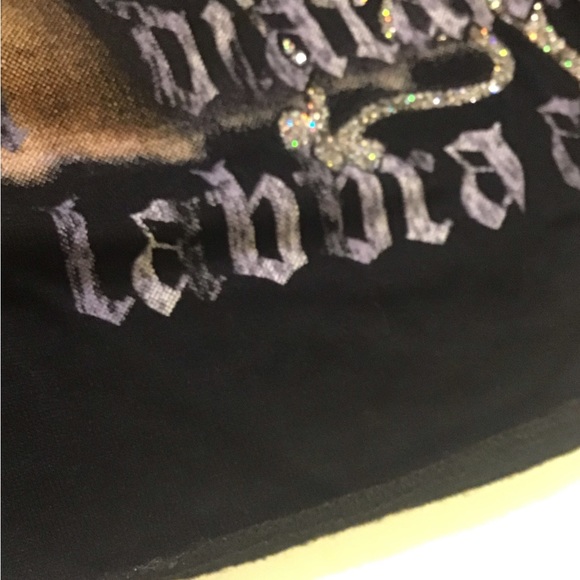 Les possedes face /word graphic glitter French vintage top w snap sleeves - Picture 4 of 11